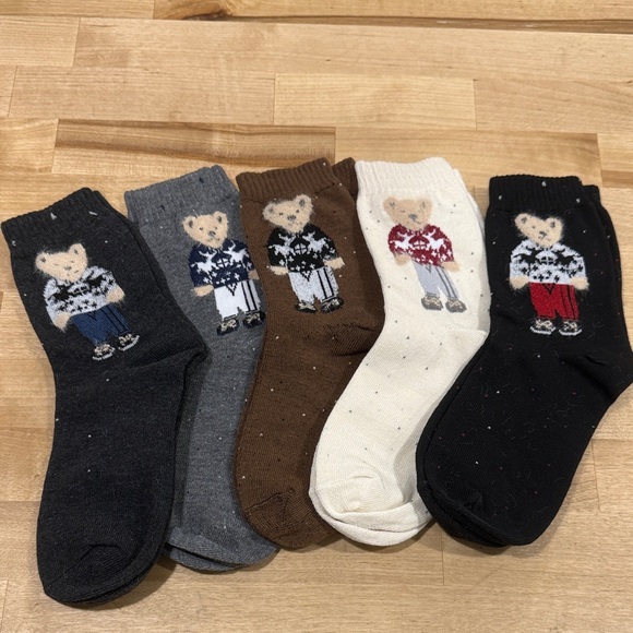 Women's Bear Pattern Casual Socks Multi-Color Set of 5 Wrapables Sweater Winter - Picture 8 of 9